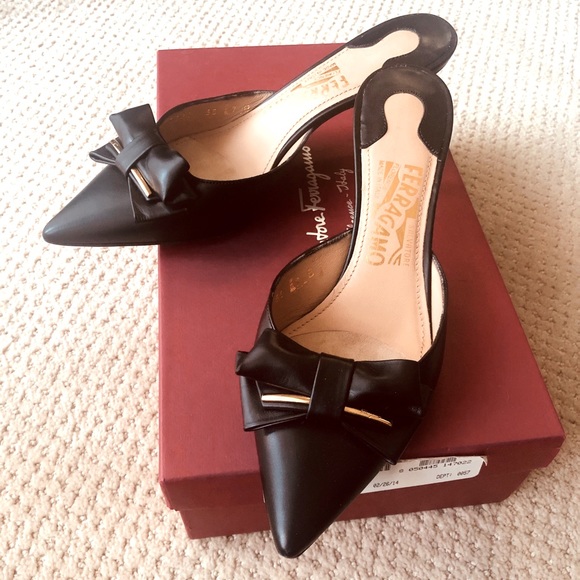 Salvatore Ferragamo Shoes - Sale⚡️NEW Salvatore ferragamo signature bow black leather heel shoes